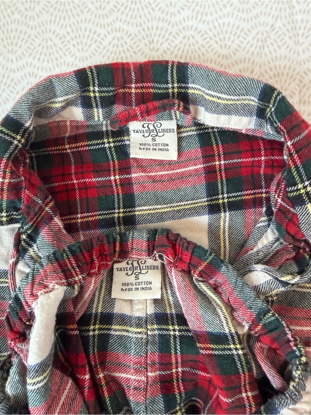 Red & Green Plaid Cotton Pajama Set Top